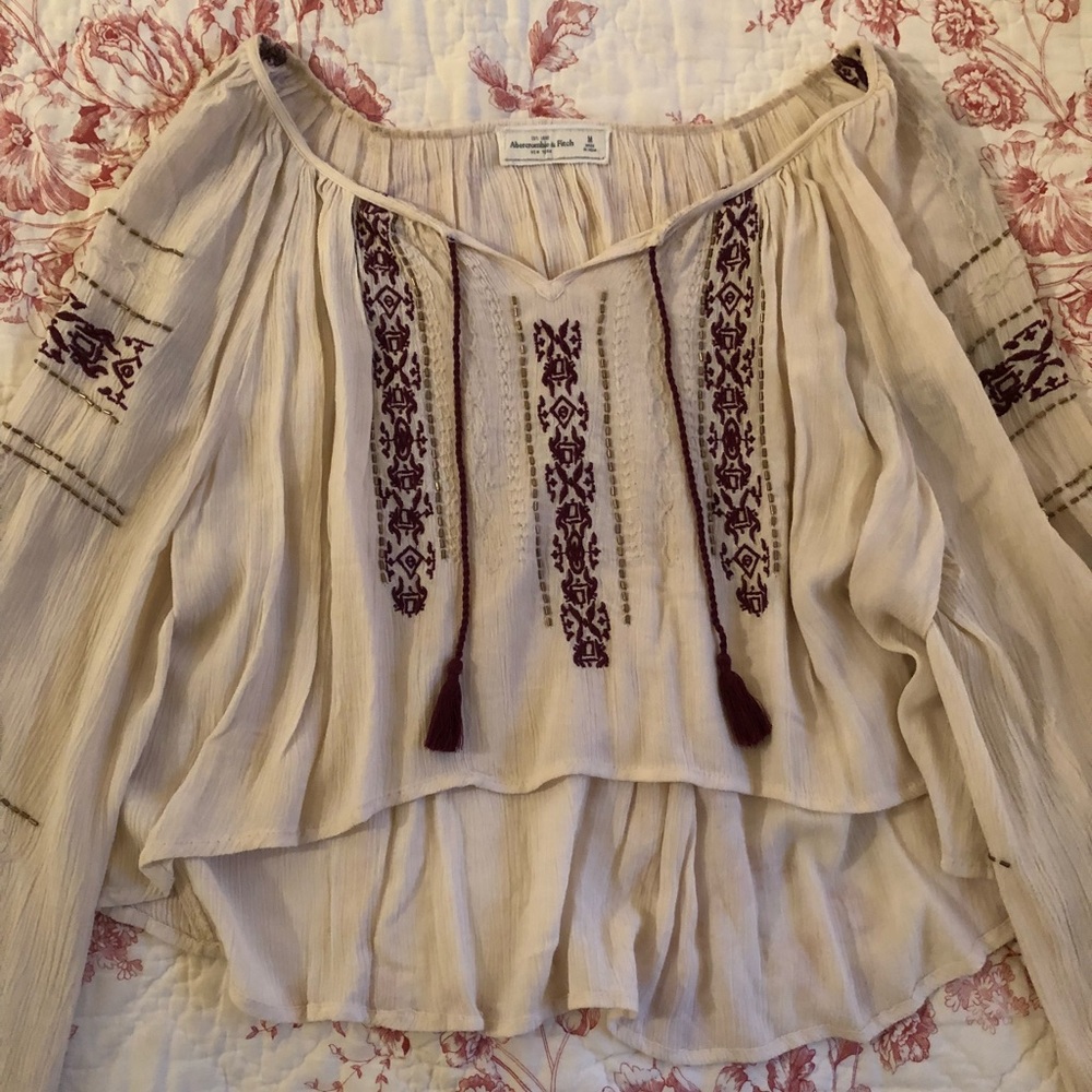 Beaded Peasant Top, A&F Size M.
